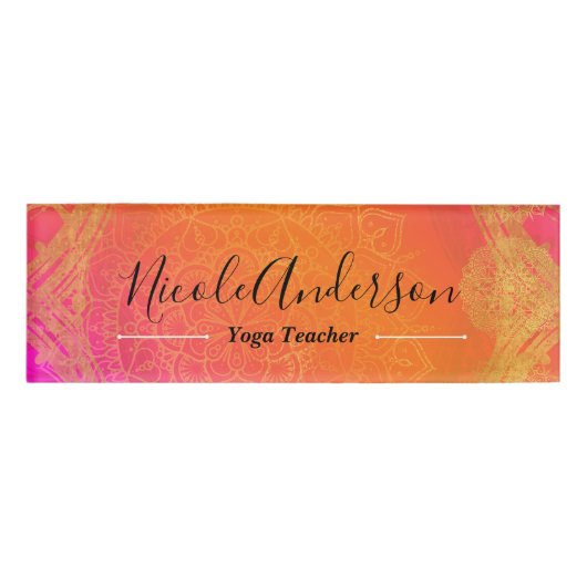 Badge D'identification Mariage indien Mandala Pink Orange (Devant)