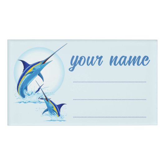 Badge D'identification Marlin Bleu Jaillissant de l'Océan (Devant)