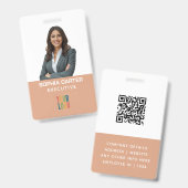 Badge d'identification marron pour employé avec co (Avant & arrière)