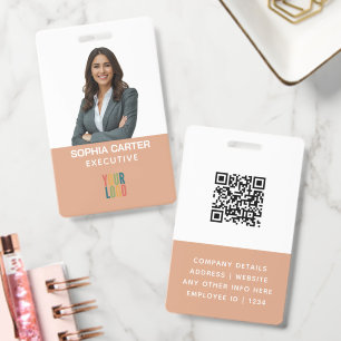 Badge d'identification marron pour employé avec co