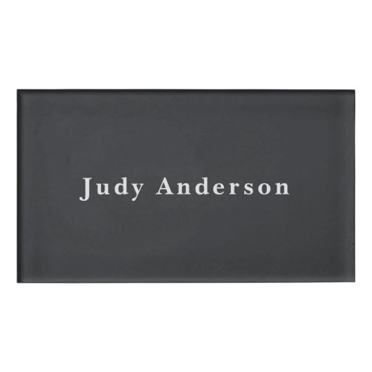 Badge D'identification Matte Black Professionnel Plain Moderne Élégant (Devant)