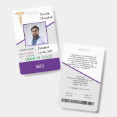 Badge d'identification médicale personnalisé + Cod (Avant & arrière)