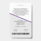 Badge d'identification médicale personnalisé + Cod (Arrière)