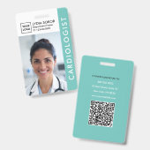 Badge d'identification médicale sarcelle de menthe (Avant & arrière)
