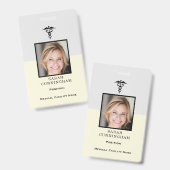 Badge d'identification médicale simple jaune et gr (Avant & arrière)