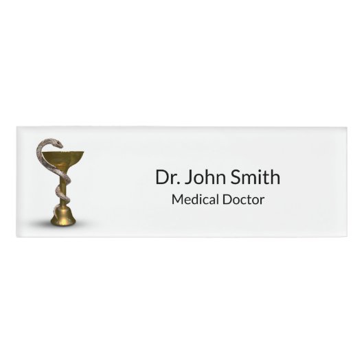 Badge D'identification Médicale Snake Bowl Bronze Hygieia White Caduceus (Devant)