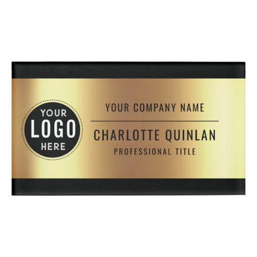 Badge D'identification Metallic Gold Black Acrylic Logo  (Devant)