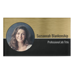 Badge D'identification Métallic Professional Brossé Gold Custom Photo