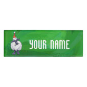 Badge D'identification Mignonne mouton à Santa Chapeau sur vert (Devant)