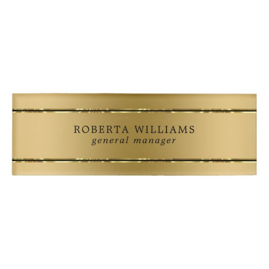 Badge D'identification Mini brillant or et rayures noires (Devant)