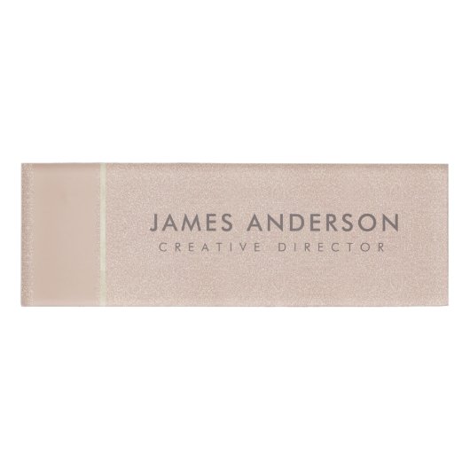 BADGE D'IDENTIFICATION MIROITEMENT ROSE MINIMAL ÉLÉGANT D'OR PERSONNALISÉ (Devant)