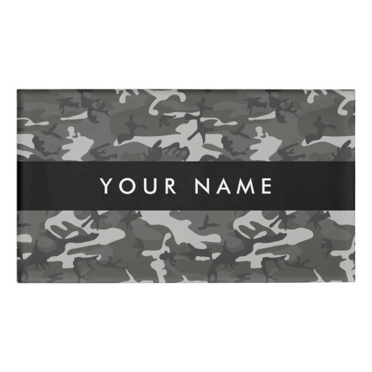 Badge D'identification Modèle de camouflage gris, Votre nom, Personnalise (Devant)