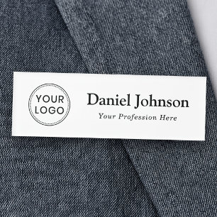 Badge D'identification Modèle de logo et de nom personnalisé blanc profes