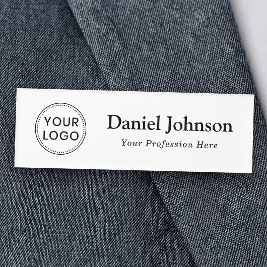 Badge D'identification Modèle de logo et de nom personnalisé blanc profes