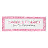 Badge D'identification Modèle de texte Parties scintillant rose Faux (Devant)