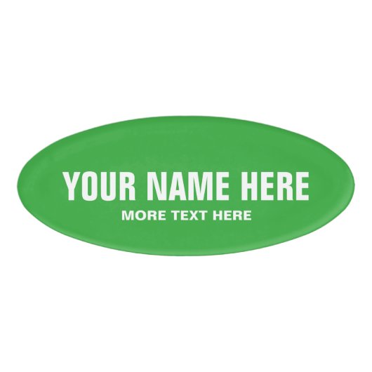 Badge D'identification Modèle d'étiquette de nom magnétique ovale vert pe (Devant)