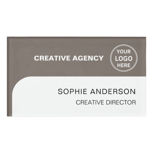 Badge D'identification Modern Employee Staff Custom Logo Taupe (Devant)