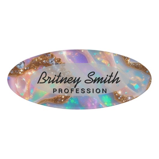 Badge D'identification Modern glitter opal background (Devant)