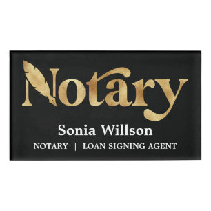 Badge D'identification Moderne Chic Noir Or Notaire Public Signature de P