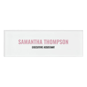 Badge D'identification Moderne Chic rose, blanc et noir