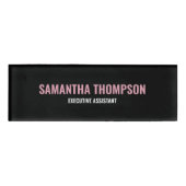 Badge D'identification Moderne Chic rose, blanc et noir (Devant)