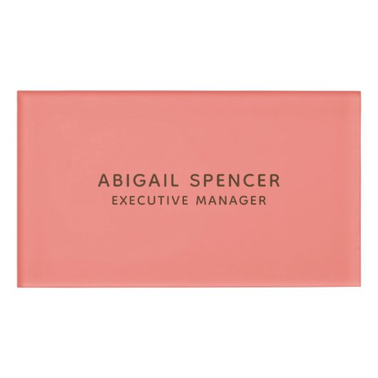 Badge D'identification Moderne Classy Professionnel Coral Rose (Devant)