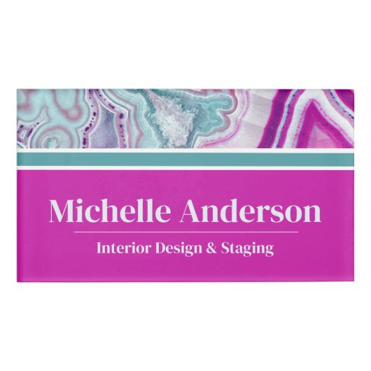 Badge D'identification Moderne Élégant Agate Élégant (Devant)