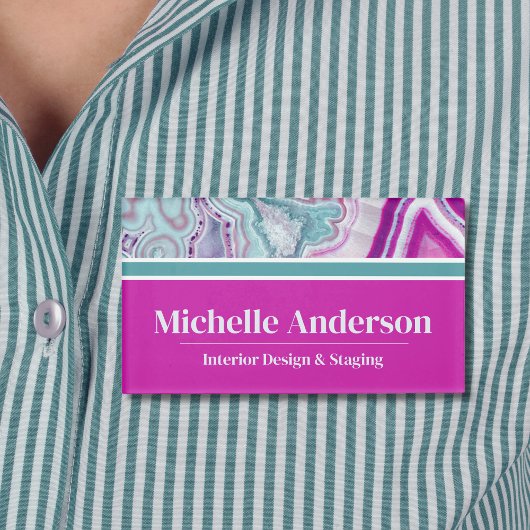 Badge D'identification Moderne Élégant Agate Élégant