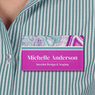 Badge D'identification Moderne Élégant Agate Stylé