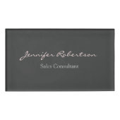 Badge D'identification Moderne Gris Misty Rose Plain unique (Devant)