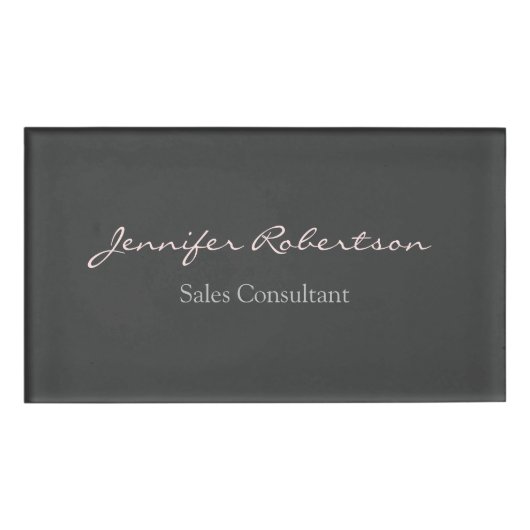 Badge D'identification Moderne Gris Misty Rose Plain unique (Devant)