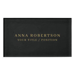 Badge D'identification Moderne minimaliste Black Gold Professional tendan