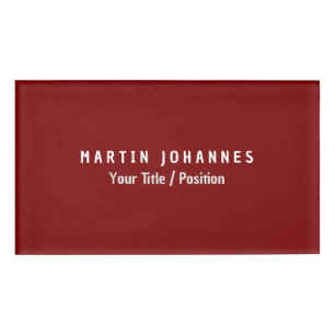 Badge D'identification Moderne minimaliste Plain élégant rouge profond