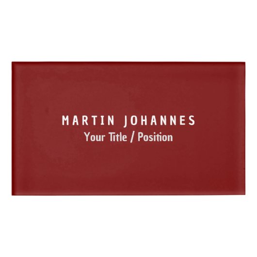 Badge D'identification Moderne minimaliste Plain élégant rouge profond (Devant)