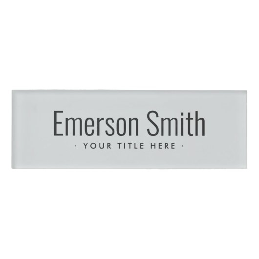 Badge D'identification Moderne professionnel gris clair magnétique (Devant)