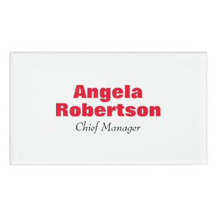 Badge D'identification Moderne simple minimaliste rouge blanc ajouter nom