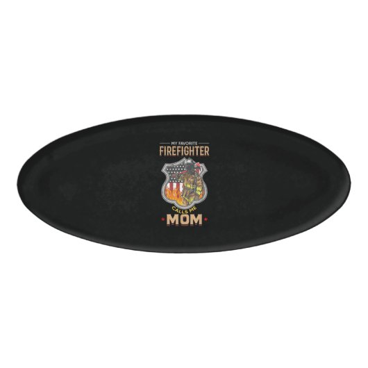 Badge D'identification Mon pompier favori m'appelle maman pompier (Devant)