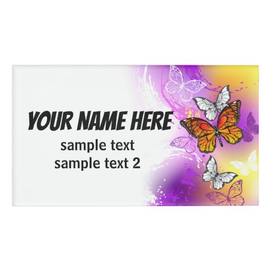 Badge D'identification Monarch Butterflies on Purple Background (Devant)