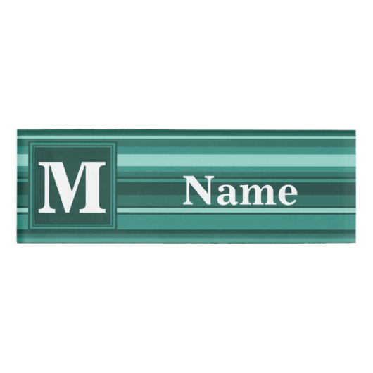 Badge D'identification Monogramme bandes turquoises (Devant)