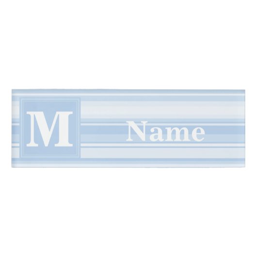 Badge D'identification Monogramme Bleu rayures (Devant)