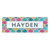 Badge D'identification Monogramme couleur sirène échelles (Devant)