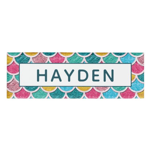 Badge D'identification Monogramme couleur sirène échelles (Devant)