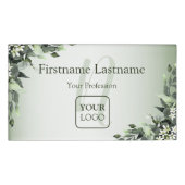 Badge D'identification Monogramme Custom Logo Verdure Floral Feuilles (Devant)