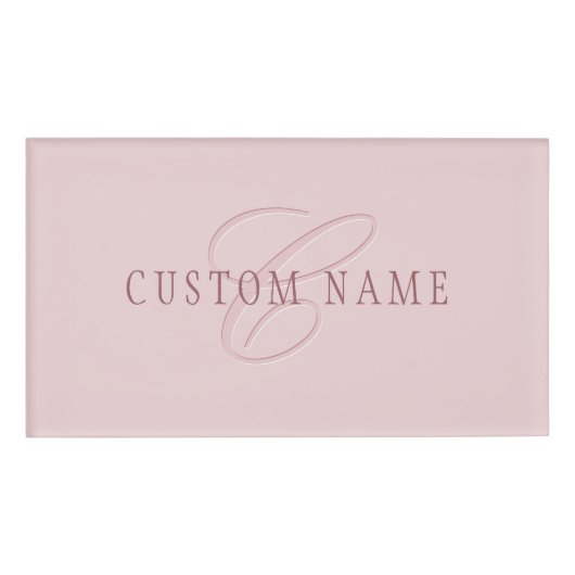 Badge D'identification Monogramme d'aspect élégant | Or rose (Devant)