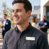 Badge D'identification Monogramme et nom personnalisés blanc et or