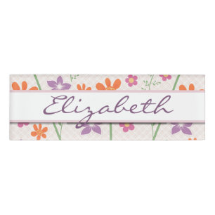 Badge D'identification Monogramme floral chic de conception de motif