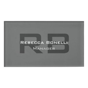Badge D'identification Monogramme gris minimaliste personnalisé moderne