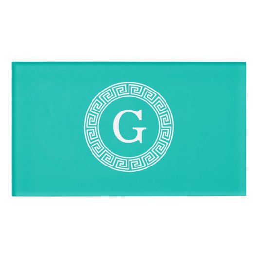 Badge D'identification Monogramme initial turquoise Wht Key grecque (Devant)