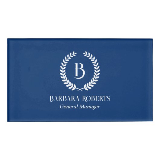 Badge D'identification Monogramme personnalisé de la couronne de laurier (Devant)