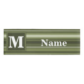 Badge D'identification Monogramme rayures vert olive (Devant)